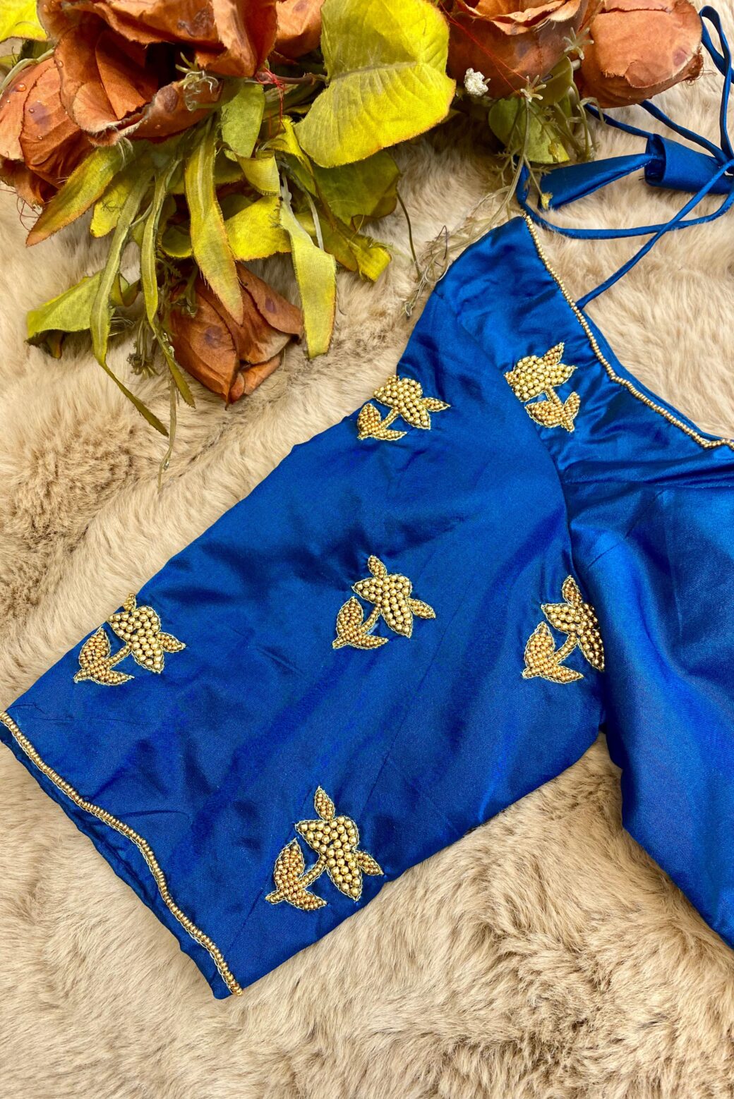 Bridal Light Hand Embroidered Silk Blouse - Image 2